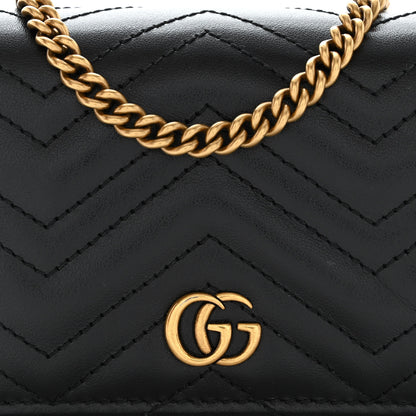 Gucci Calfskin Matelasse GG Marmont Mini Wallet On Chain Black 9 of 11