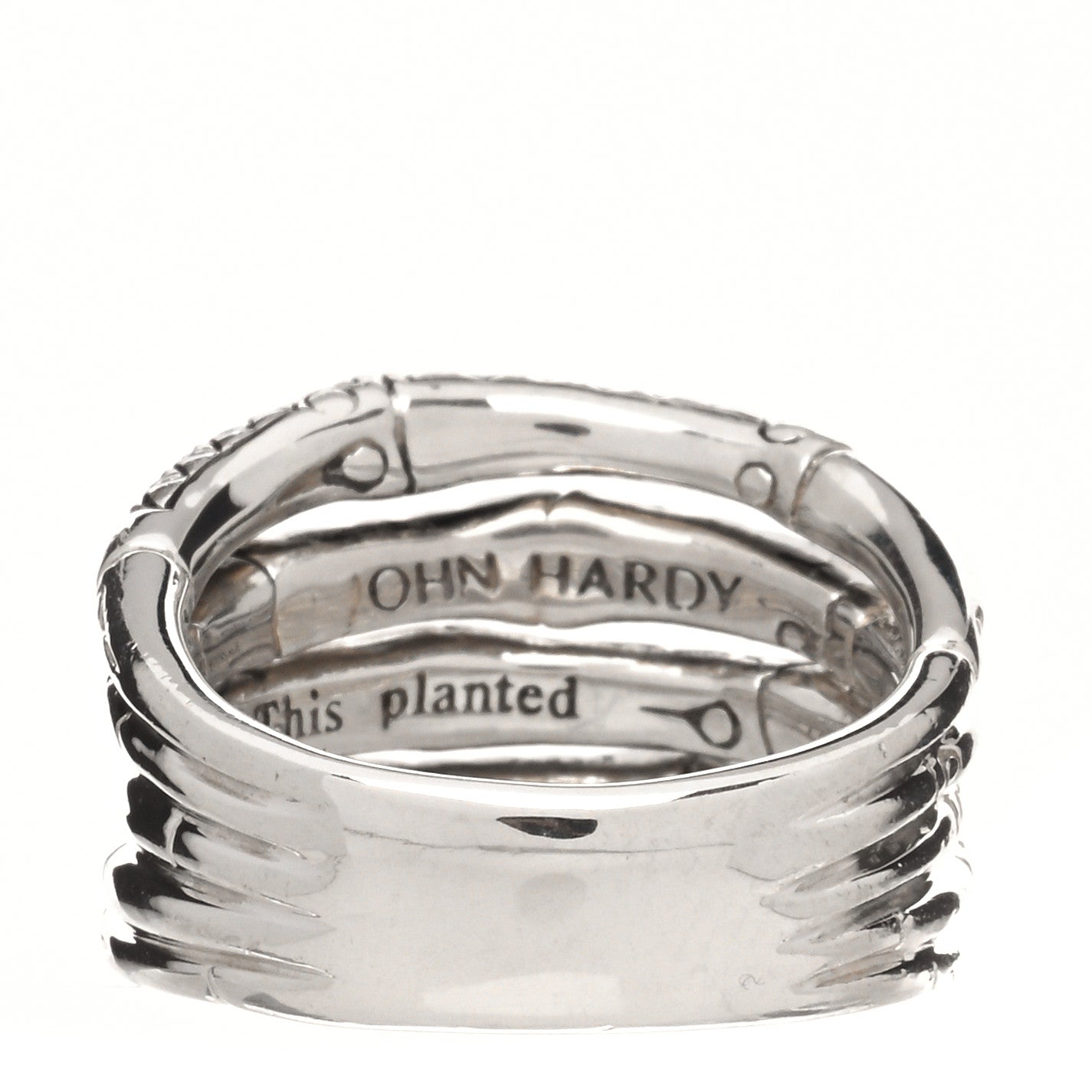 Sterling Silver Black Sapphire Bamboo Multi Row Ring 54 7