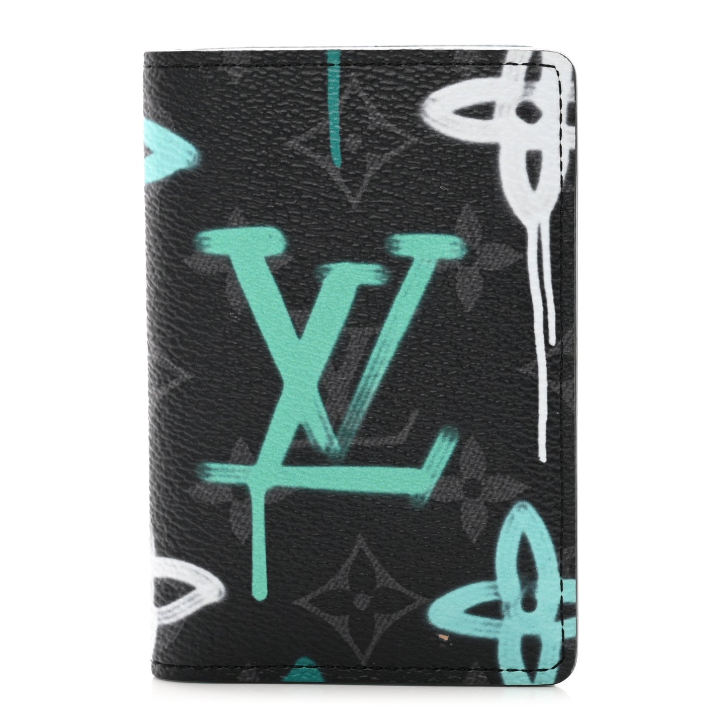 Monogram Eclipse LV Graffiti Pocket Organizer Green Lights