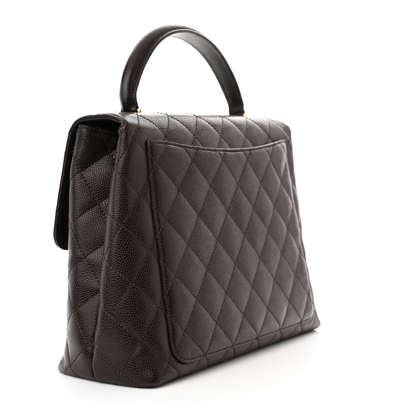 Caviar Quilted Jumbo Kelly Flap Brown