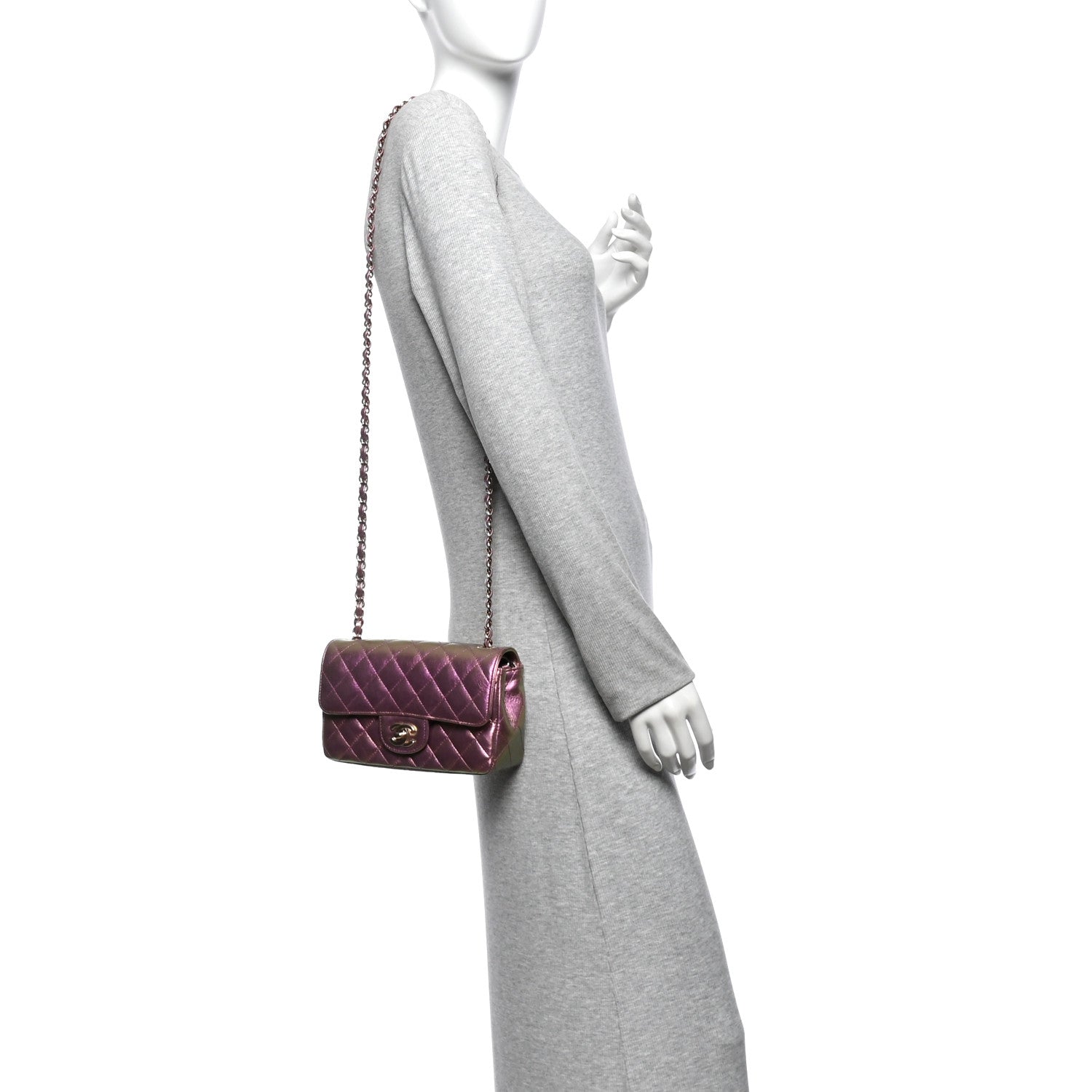 Chanel Iridescent Lambskin Quilted Mini Rectangular Flap Purple 2 of 11