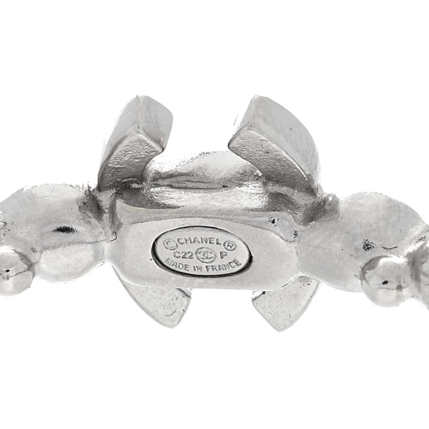 Chanel Metal Crystal CC Hoop Earrings Silver 3 of 4