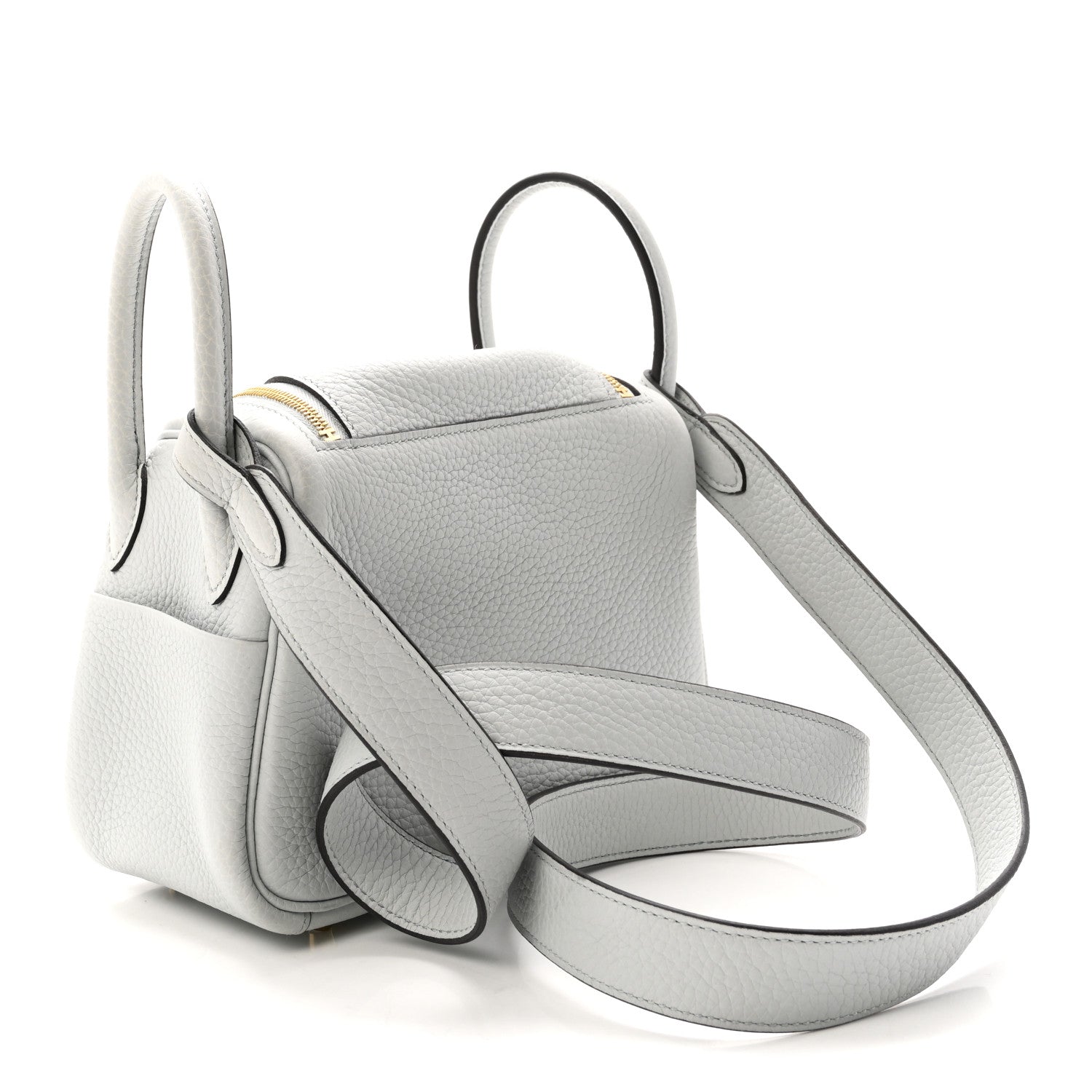 Hermes Taurillon Clemence Mini Lindy 20 Bleu Pale 3 of 11