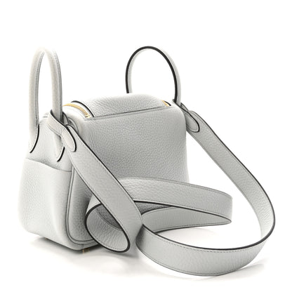 Hermes Taurillon Clemence Mini Lindy 20 Bleu Pale 3 of 11