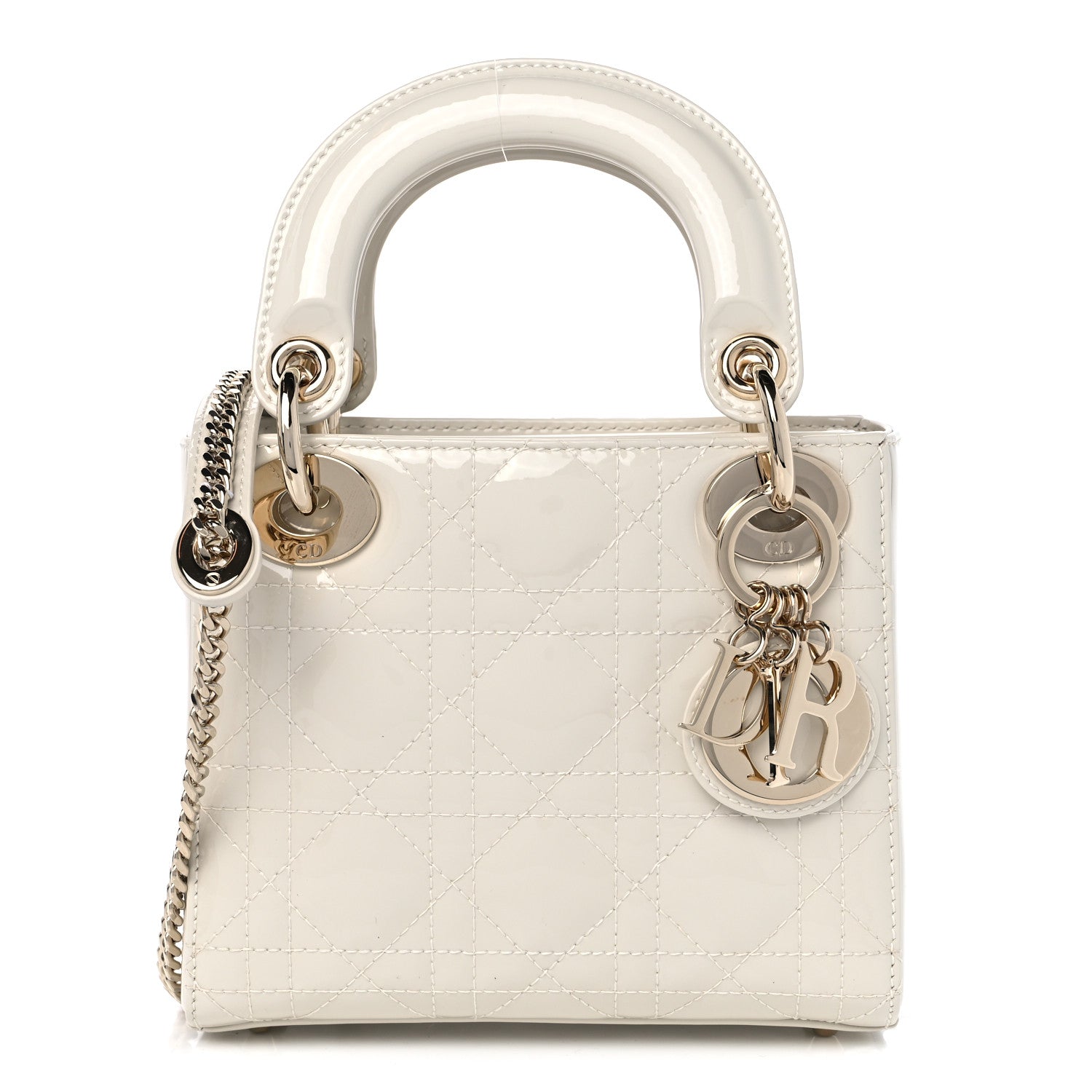 Christian Dior Patent Cannage Mini Lady Dior Ivory 1 of 8