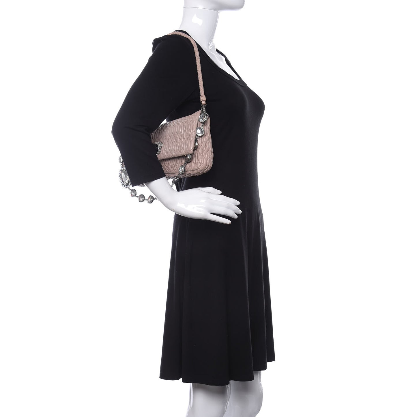 Nappa Matelasse Crystal Flap Clutch Cammeo