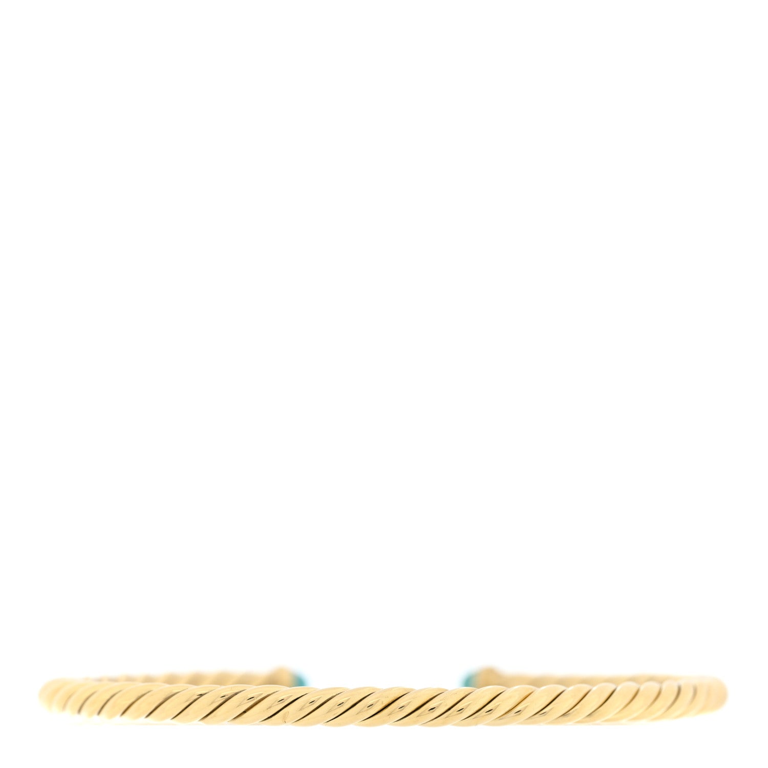 David Yurman 18K Yellow Gold Turquoise 4mm Cablespira Bracelet 2 of 3