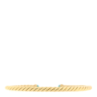 David Yurman 18K Yellow Gold Turquoise 4mm Cablespira Bracelet 2 of 3