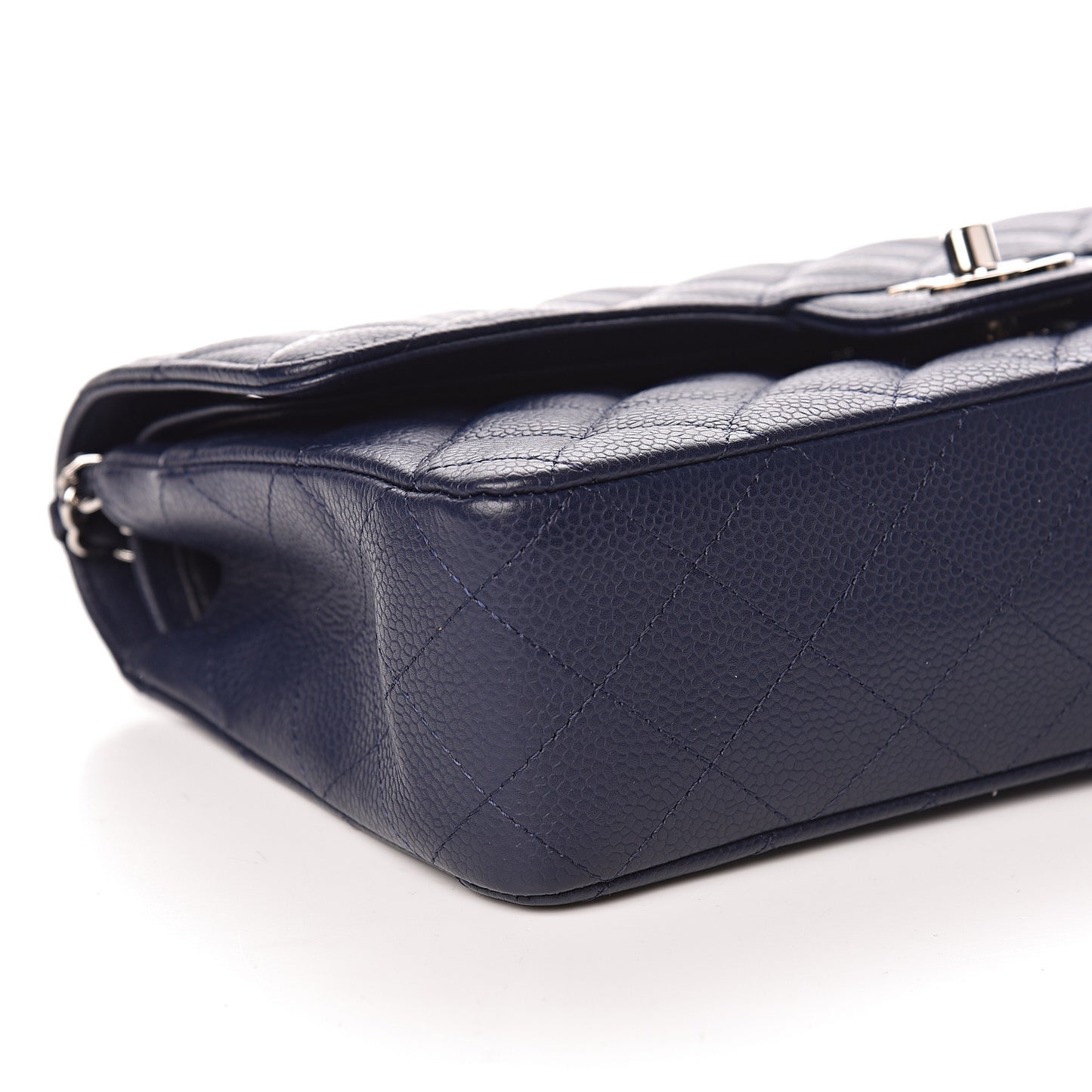 Caviar Quilted Medium Double Flap Navy