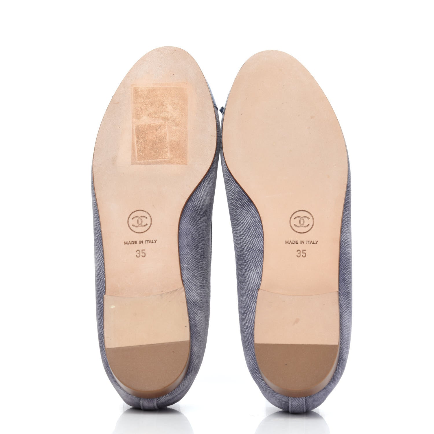 Chanel Satin Denim Goatskin CC Cap Toe Ballerina Flats 35 Blue 10 of 32