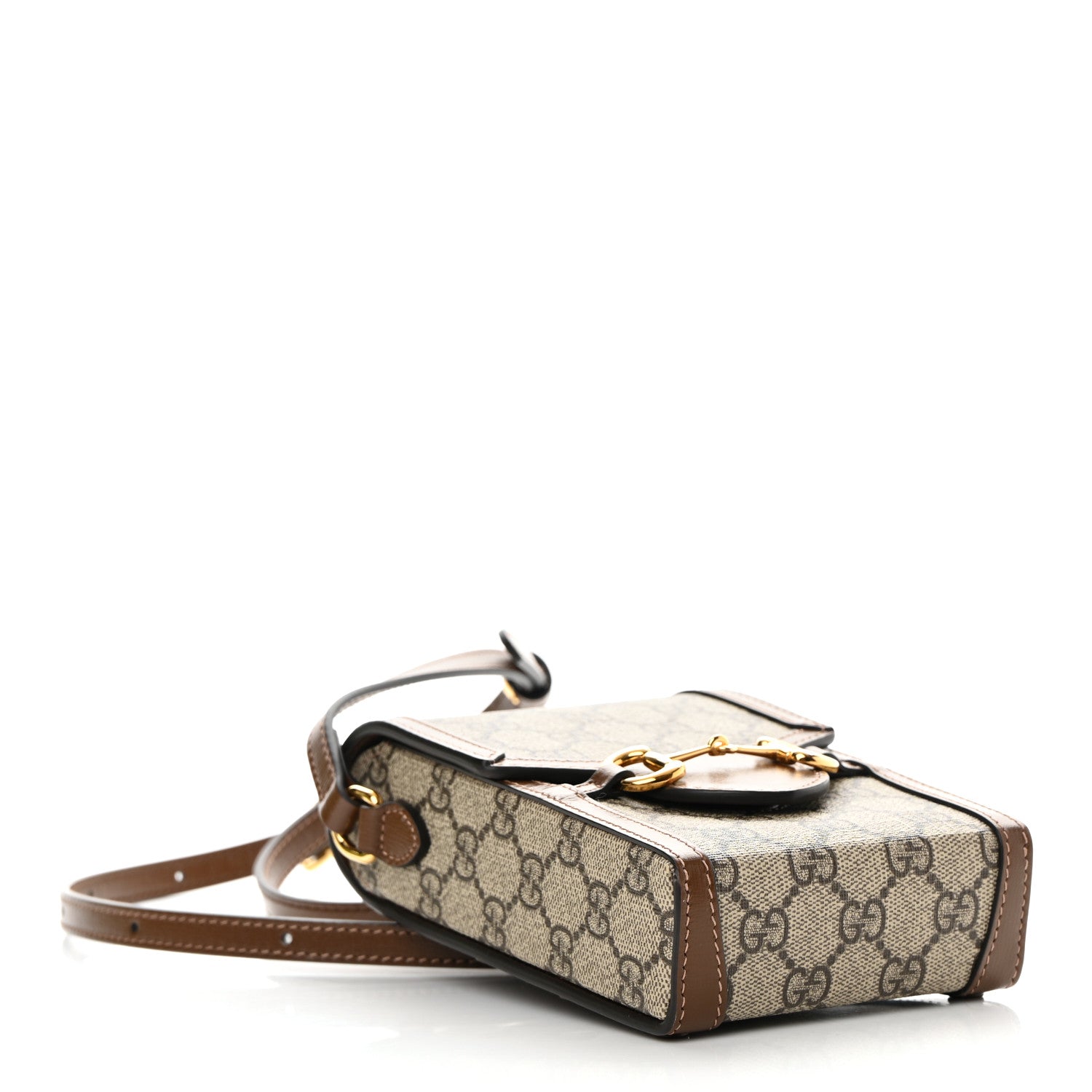 Gucci GG Supreme Monogram Mini Horsebit 1955 Crossbody Bag Beige Brown Sugar 4 of 11