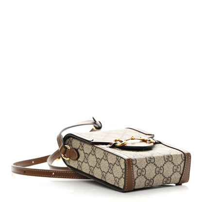 Gucci GG Supreme Monogram Mini Horsebit 1955 Crossbody Bag Beige Brown Sugar 4 of 11
