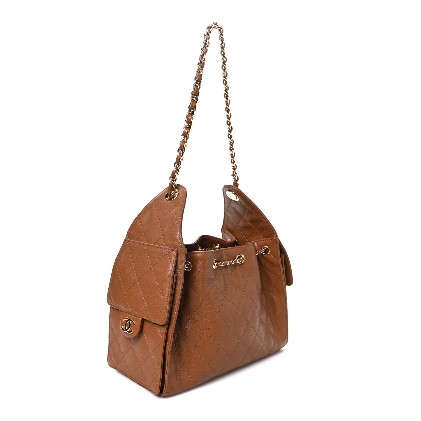 Goatskin Quilted Small Chanel 25 Handbag Camel