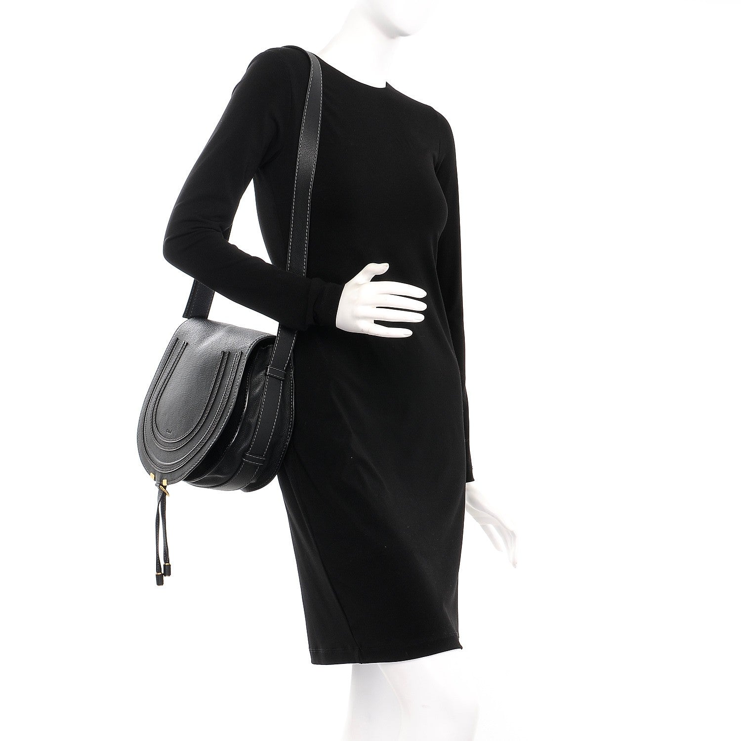 Chloe Calfskin Medium Marcie Round Crossbody Bag Black 2 of 8