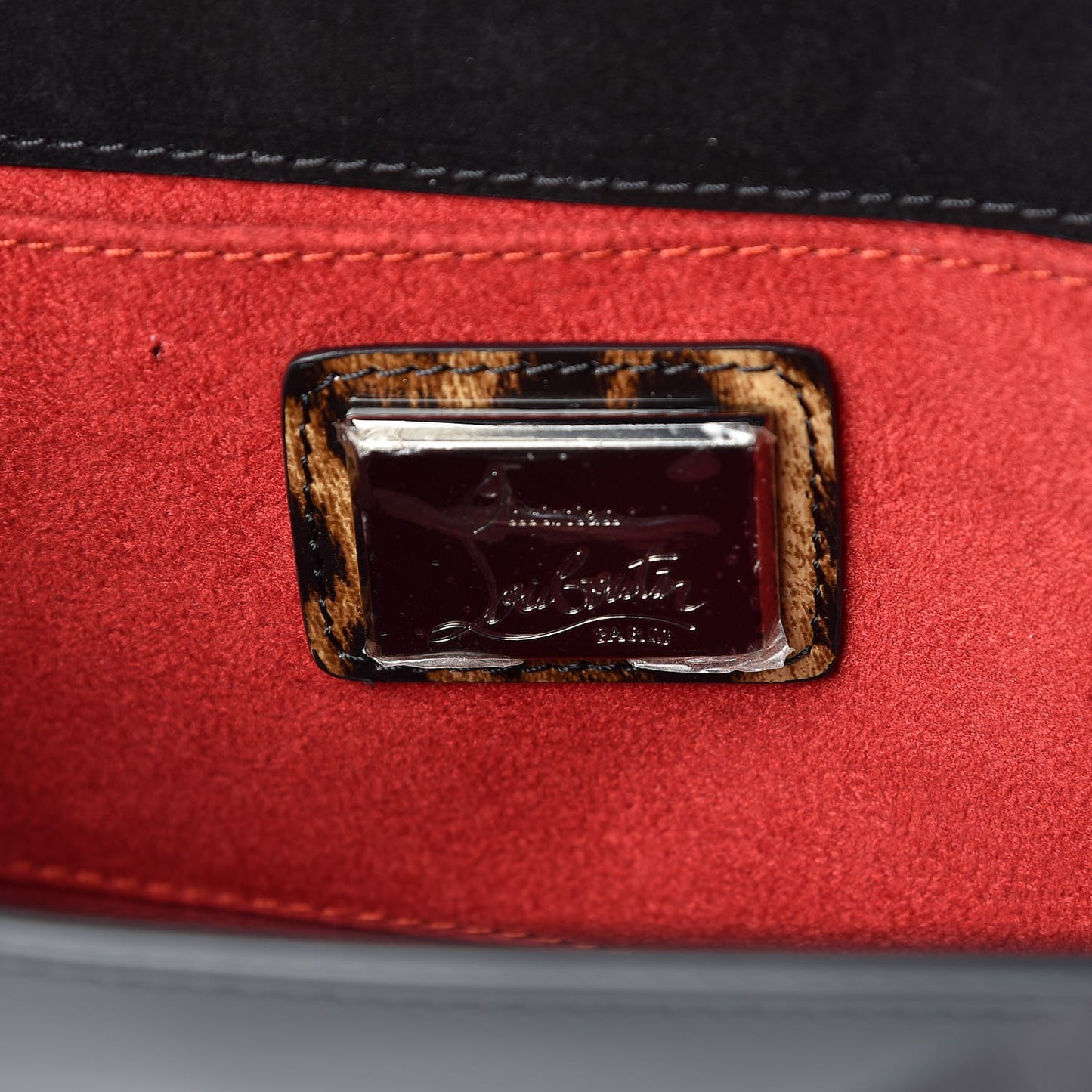 Patent Leopard Vero Dodat Clutch Black