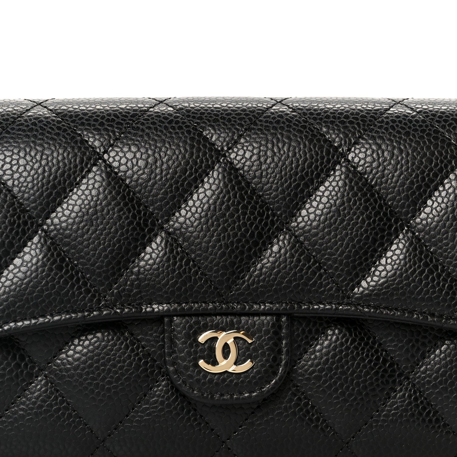 Chanel Caviar Quilted Large Gusset Flap Wallet Black 9 of 10