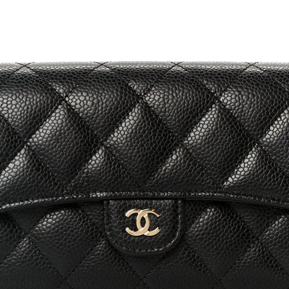 Chanel Caviar Quilted Large Gusset Flap Wallet Black 9 of 10