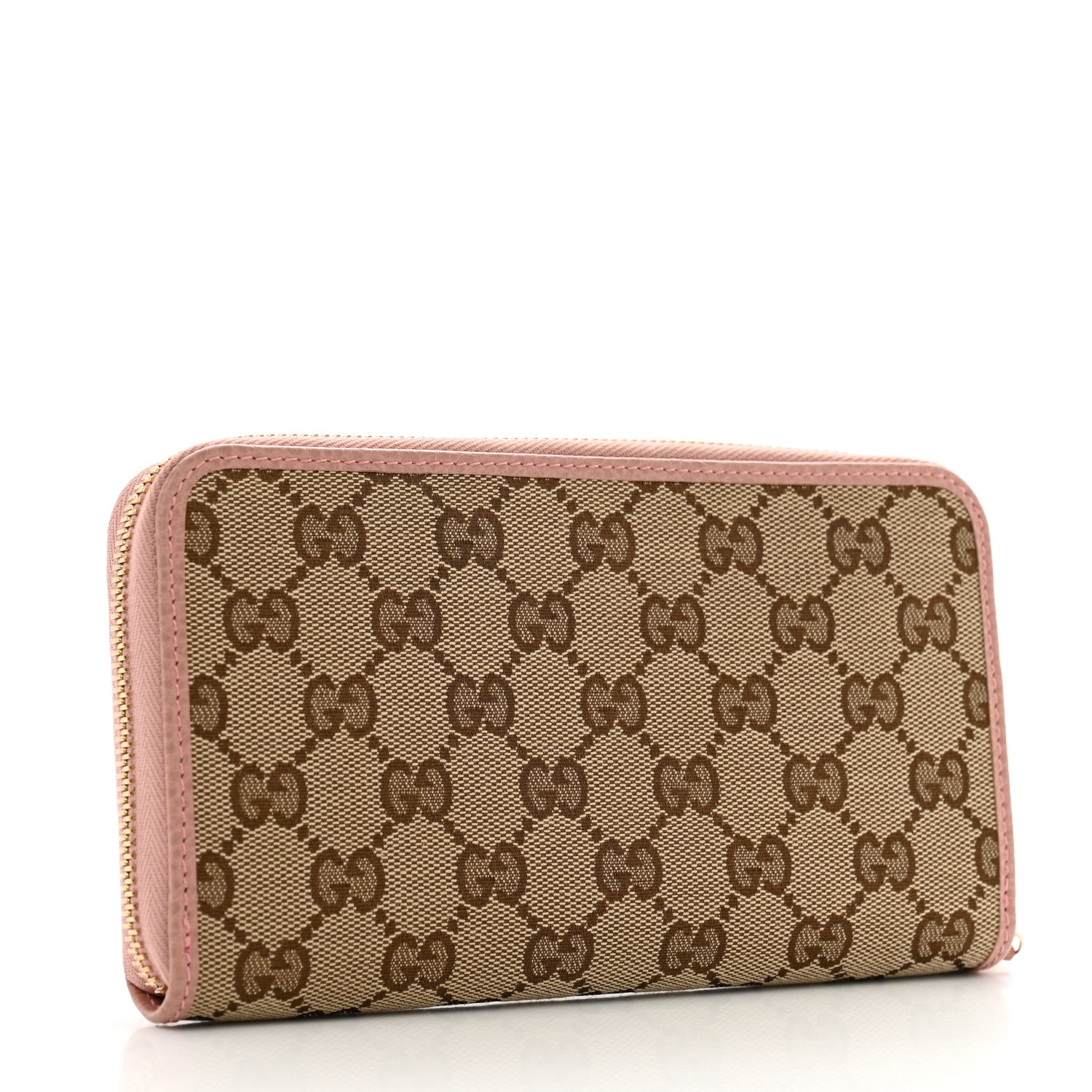 Gucci Monogram Dollar Calfskin Zip Around Wallet Beige Ebony Soft Pink 3 of 9