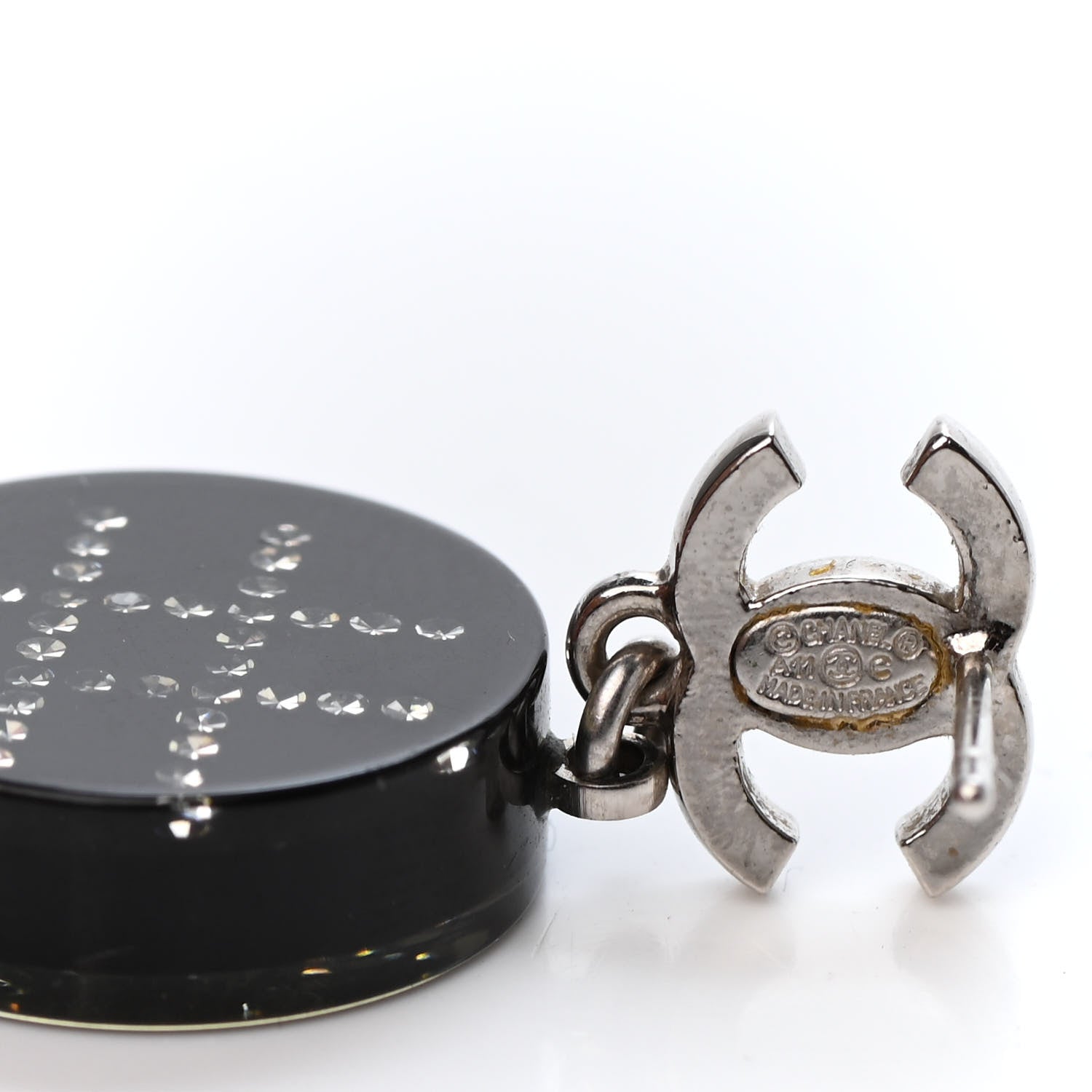 Chanel Resin Crystal CC Drop Earrings Black 4 of 4