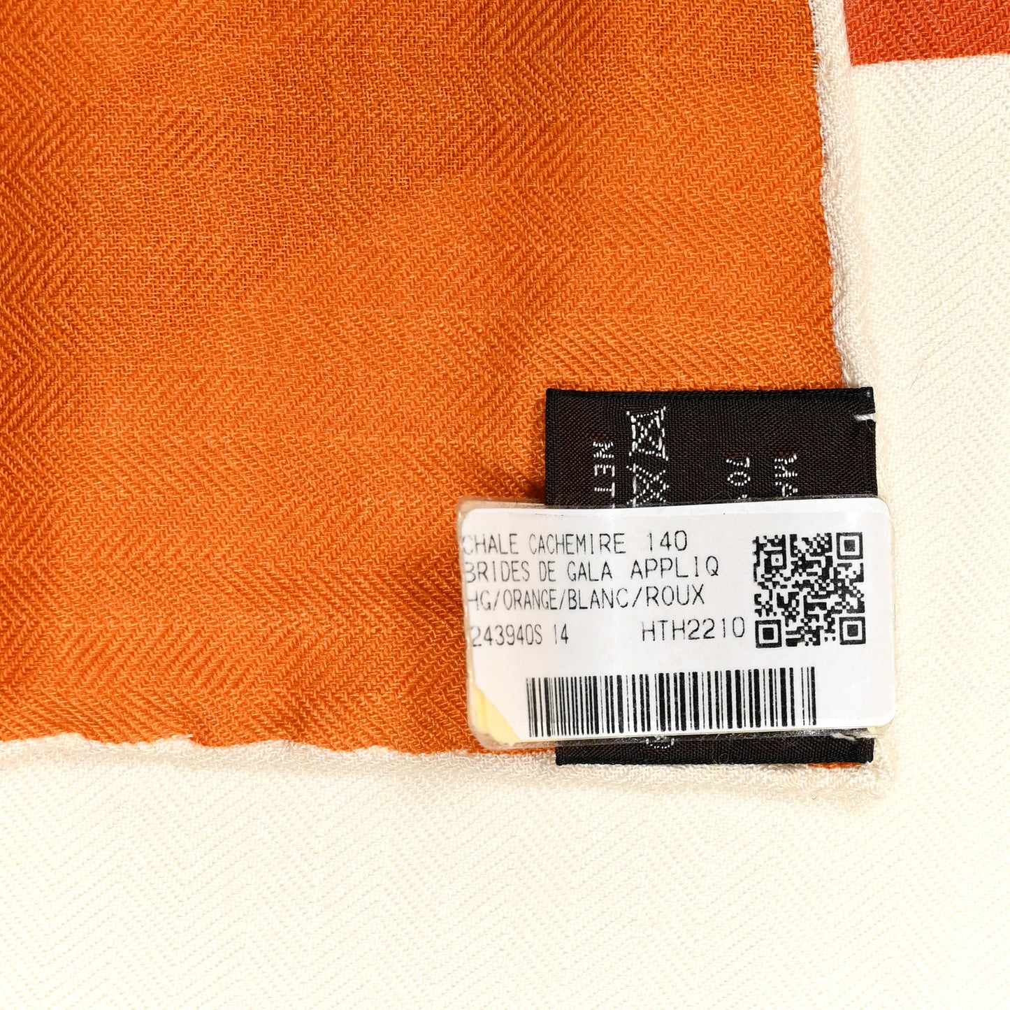 Silk Cashmere Brides De Gala Applique Pique Shawl 140 Orange White Roux