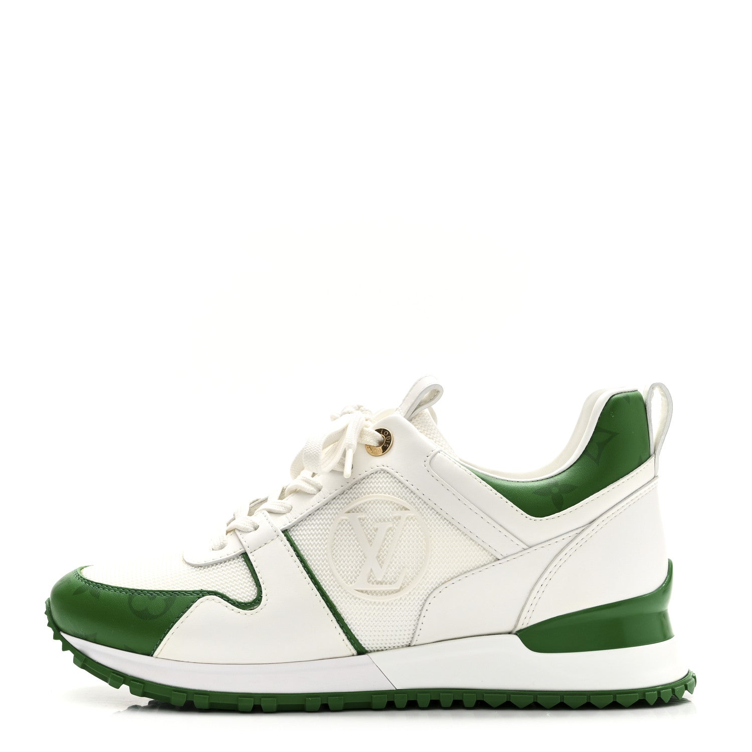 Louis Vuitton Calfskin Monogram Run Away Sneakers 37 White Green 1 of 12