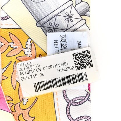 Hermes Silk Cliquetis Twilly Bouton D'Or Mauve 4 of 4