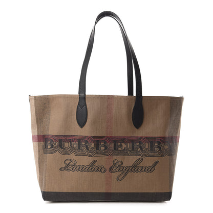 Burberry Coated Canvas Mega Check Medium Doodle Tote Black 1 of 9