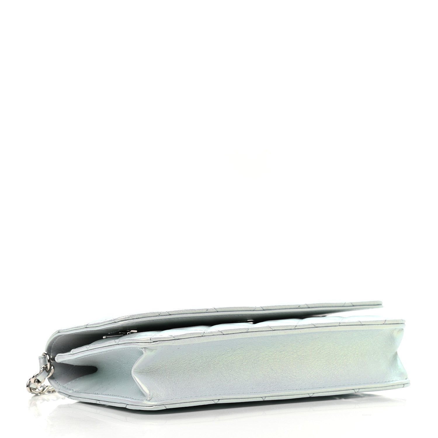 Chanel Iridescent Calfskin Quilted Wallet On Chain WOC Light Blue 3 of 10