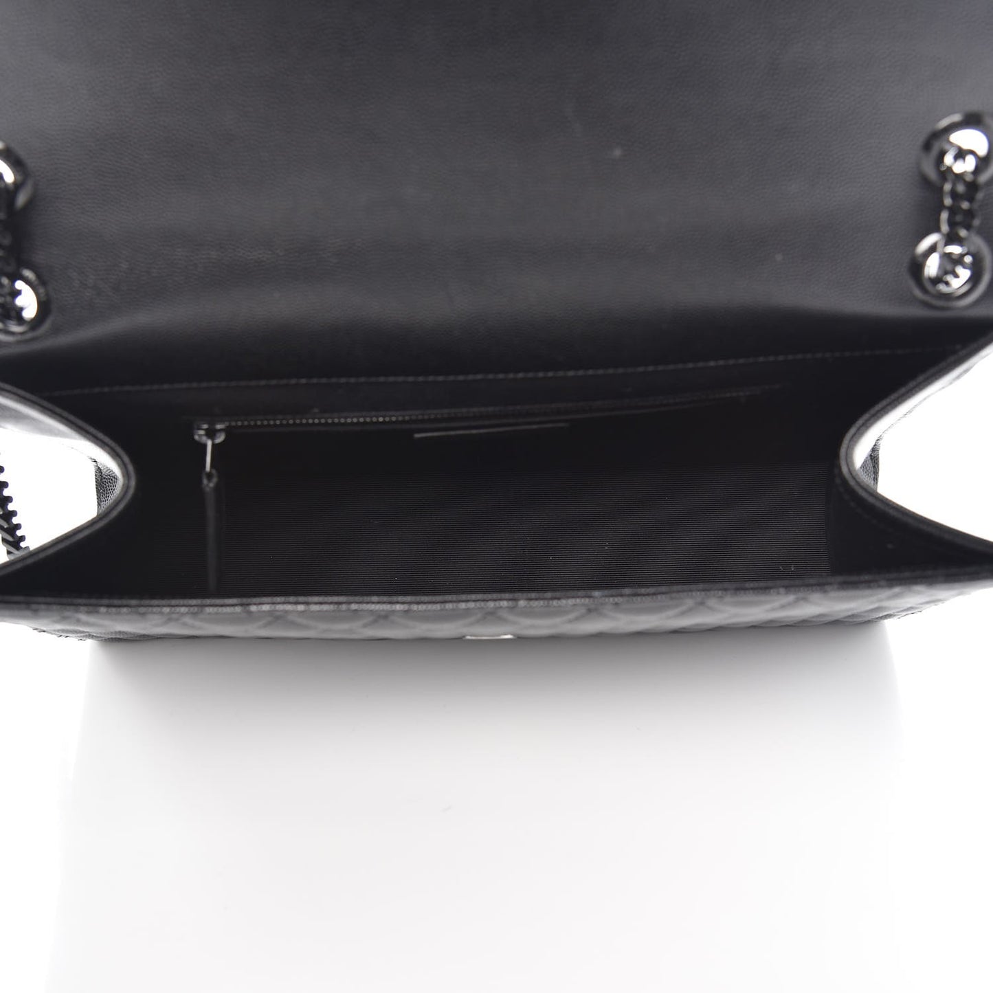 Grain De Poudre Textured Mixed Matelasse Large Triquilt Monogram Monochrome Satchel Black