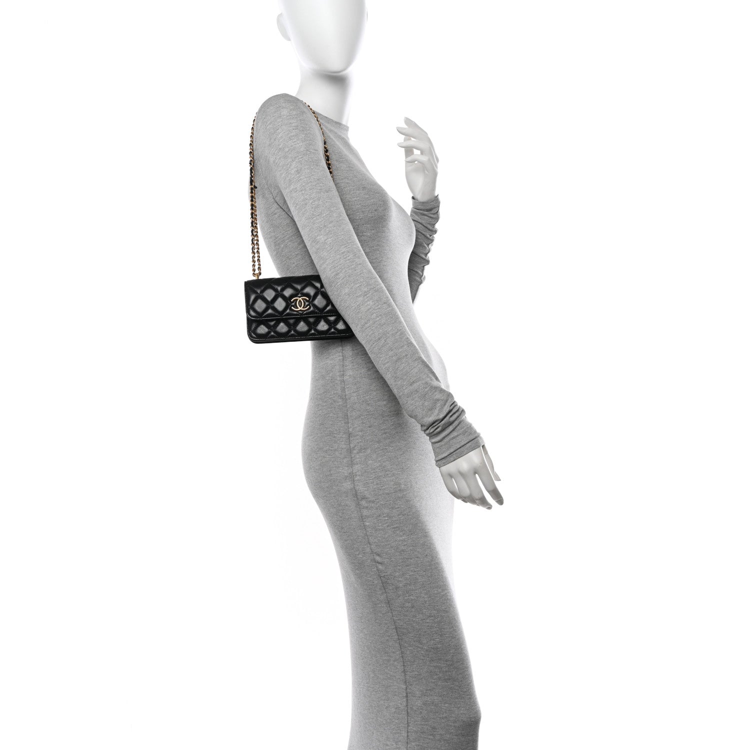 Chanel Lambskin Quilted Dynasty Flap Phone Holder With Chain Black 3 of 13