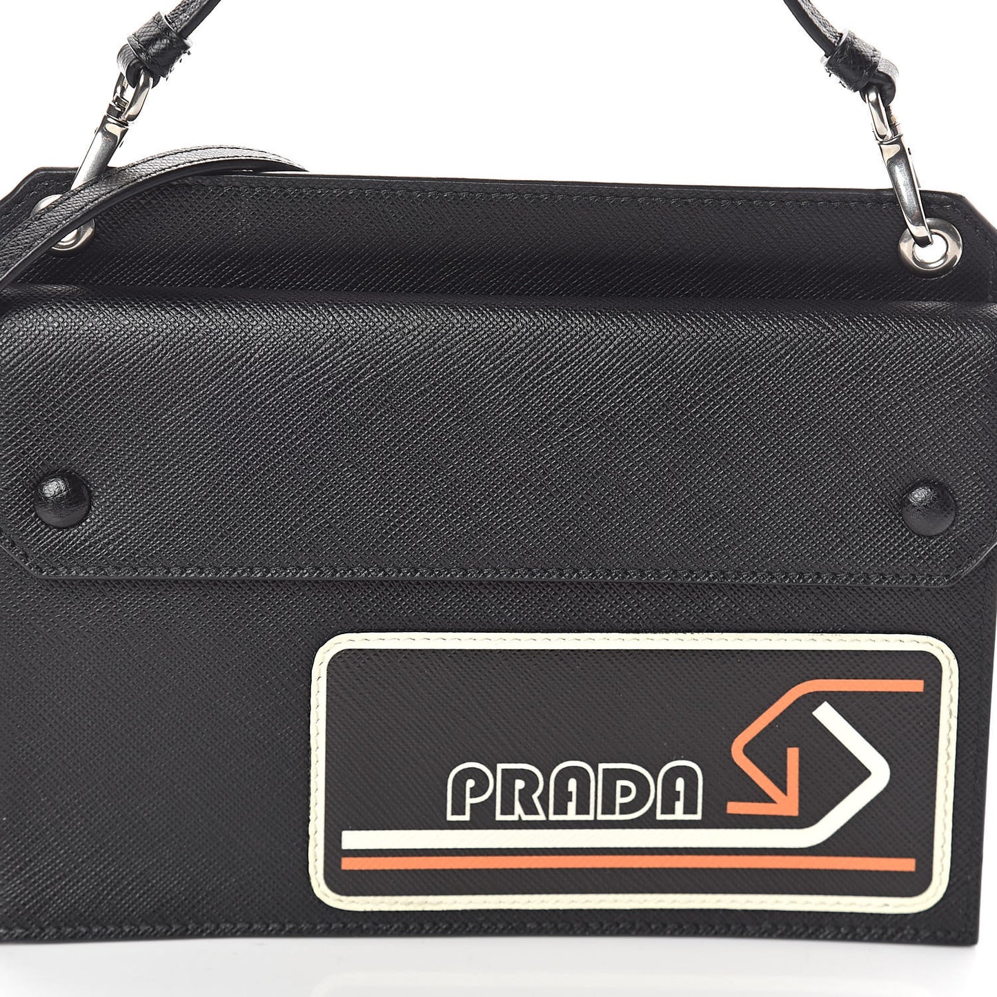 Saffiano City Logo Crossbody Wallet Black