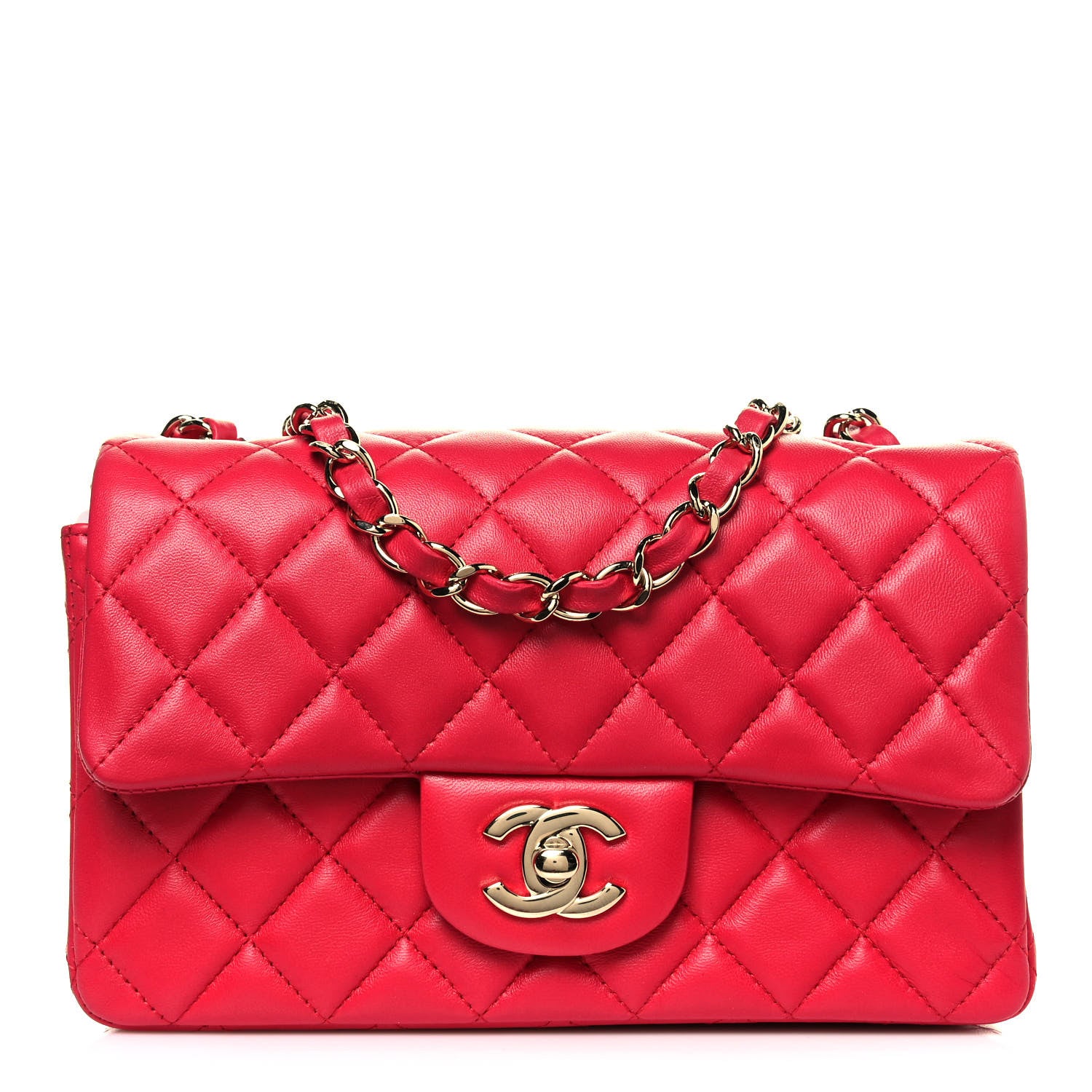 Chanel Lambskin Quilted Mini Rectangular Flap Red 1 of 9