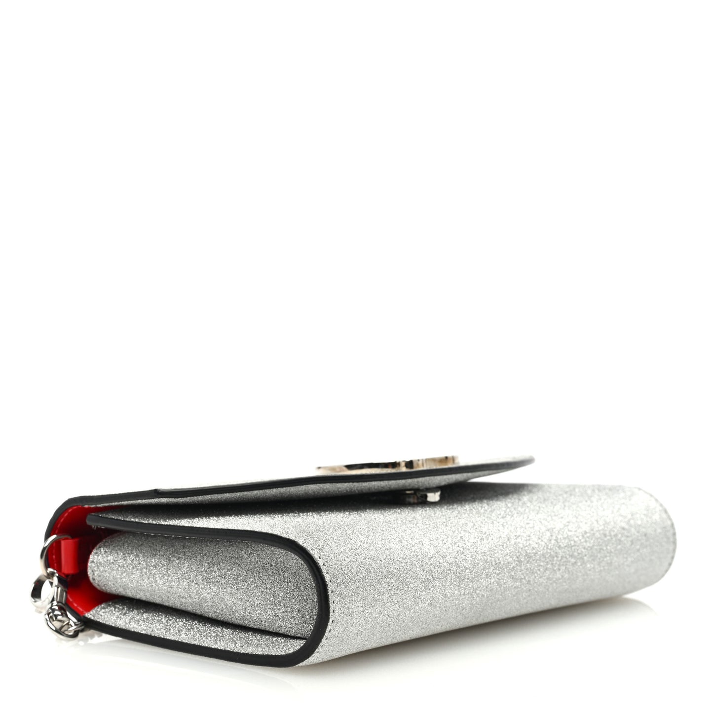 Glitter Calfskin Loubi54 Wallet On Chain Silver