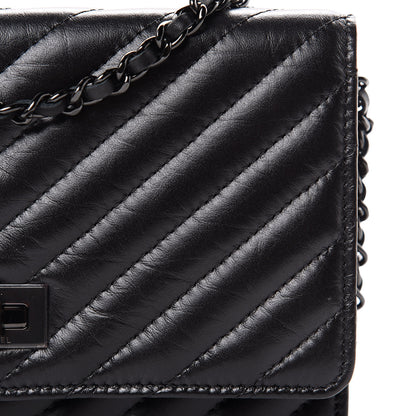 Chanel Aged Calfskin Chevron Quilted Reissue Wallet On Chain WOC So Black 11 of 12