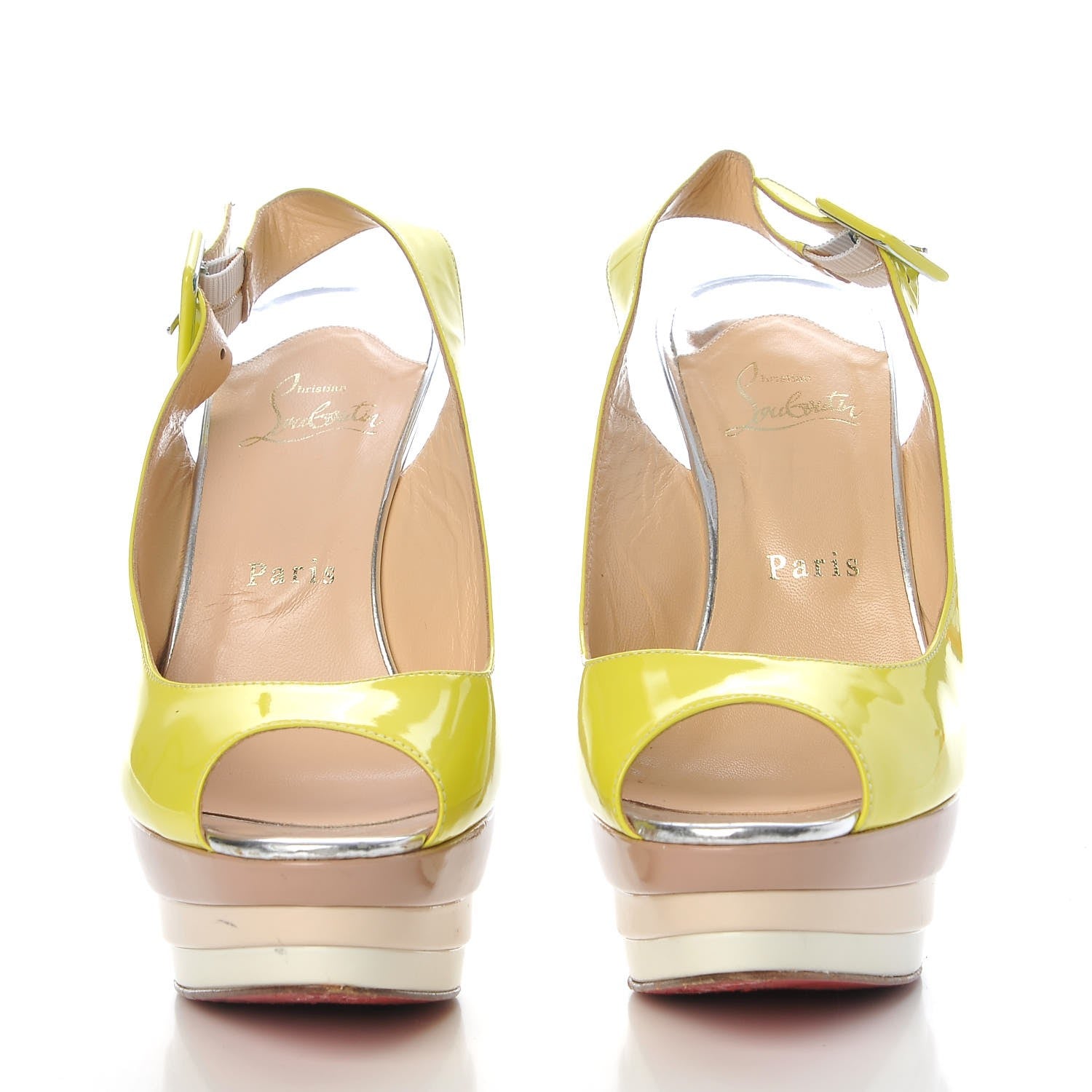 Christian Louboutin Patent 123 Scarpe 140 Platform Slingback Pumps 37.5 Neon 2 of 17