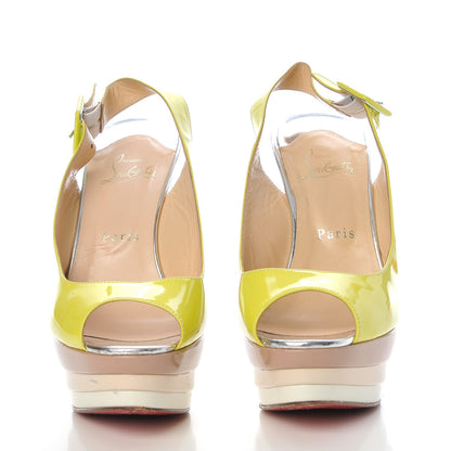 Christian Louboutin Patent 123 Scarpe 140 Platform Slingback Pumps 37.5 Neon 2 of 17