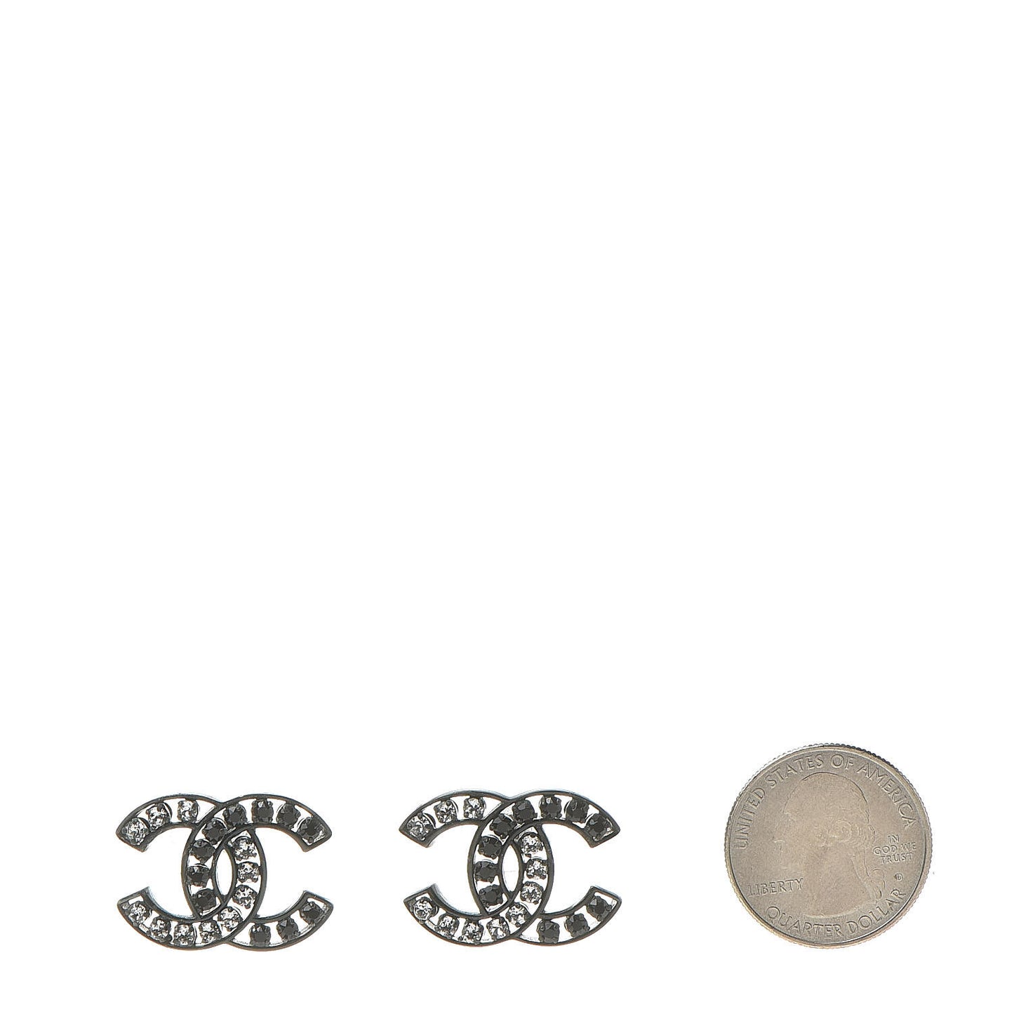 Crystal CC Earrings Black Silver