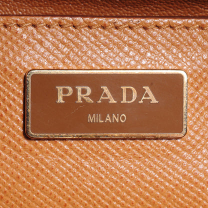 Prada Saffiano Cuir Large Top Handle Dome Caramel 9 of 12