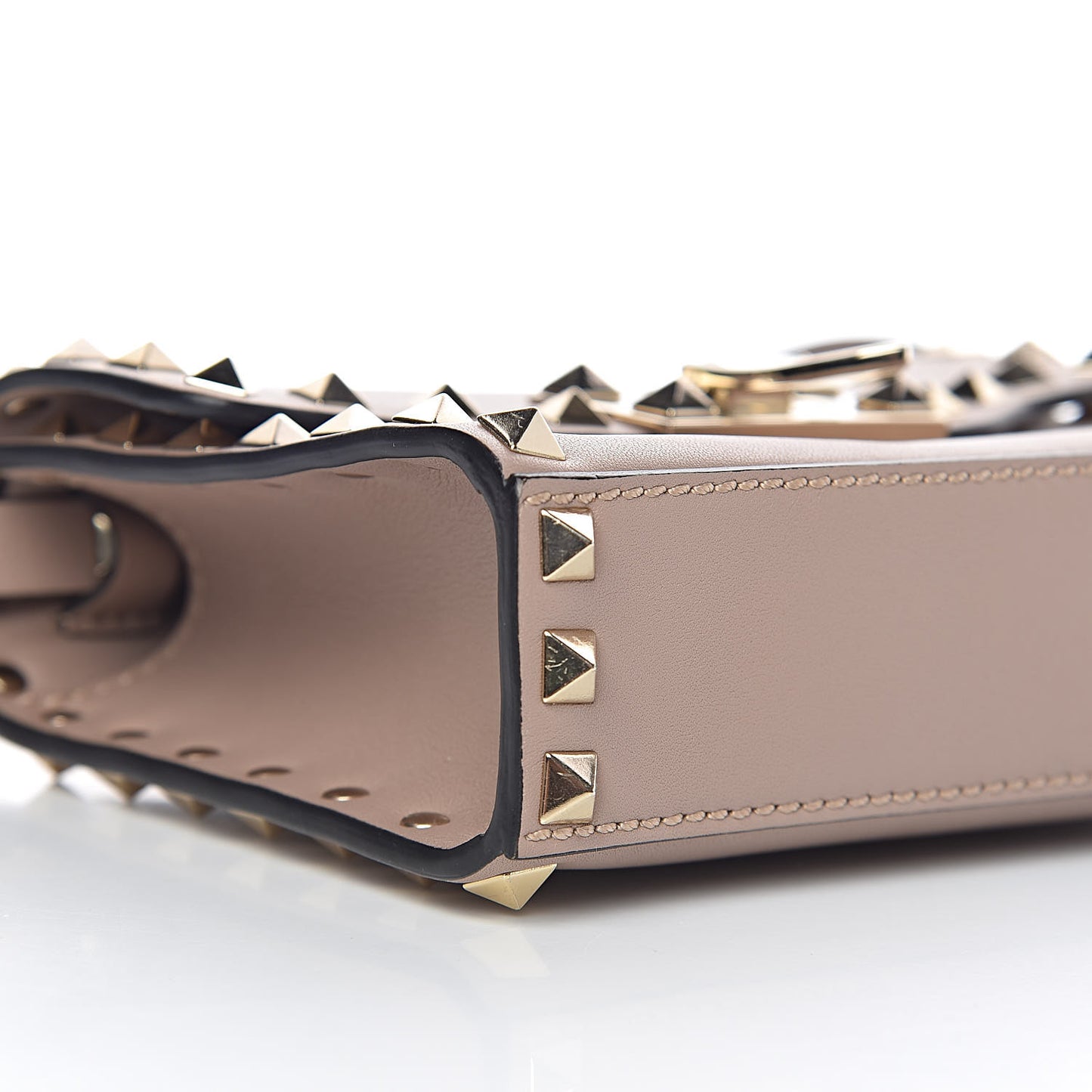 Vitello Mini Rockstud Flip Lock Crossbody Bag Poudre