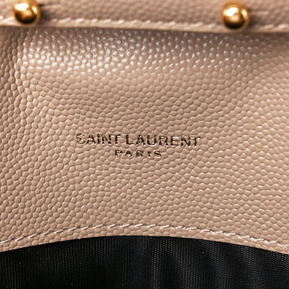 Saint Laurent Grain De Poudre Matelasse Chevron Monogram Chain Wallet Dark Beige 6 of 14