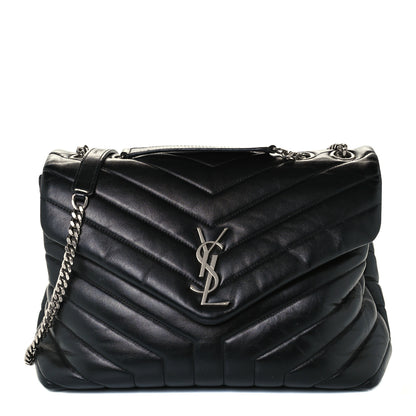 Saint Laurent Calfskin Y Quilted Monogram Medium Loulou Chain Satchel Black 1 of 10