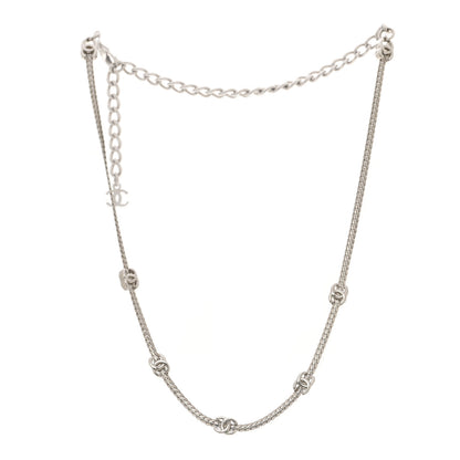 Chanel Metal CC Short Chain Necklace Silver 3 of 6