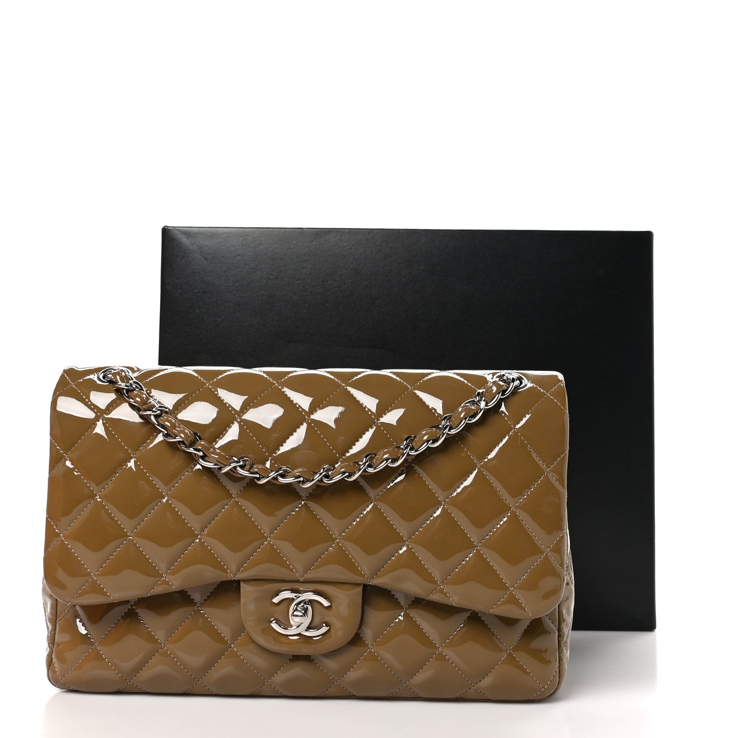 Chanel Patent Calfskin Quilted Jumbo Double Flap Grey 13 of 13