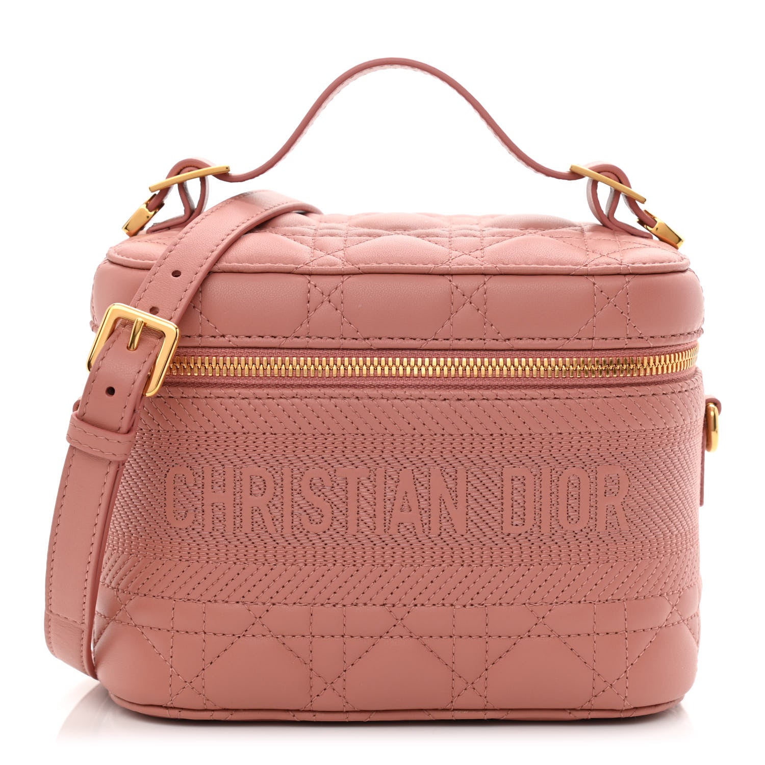 Christian Dior Lambskin Cannage Small Diortravel Vanity Case Pink 1 of 10