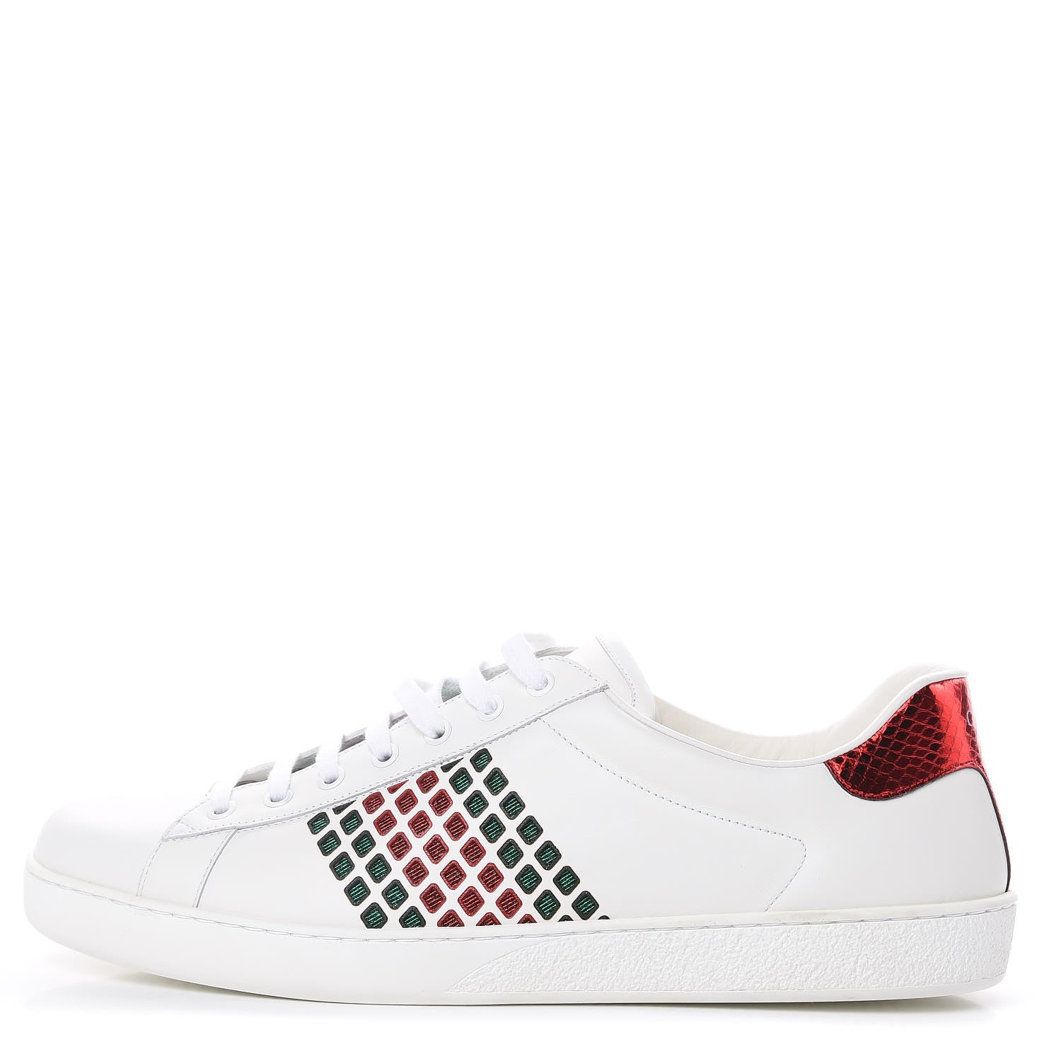 Gucci Calfskin Mens Ace Sneakers 12 White Green 1 of 9
