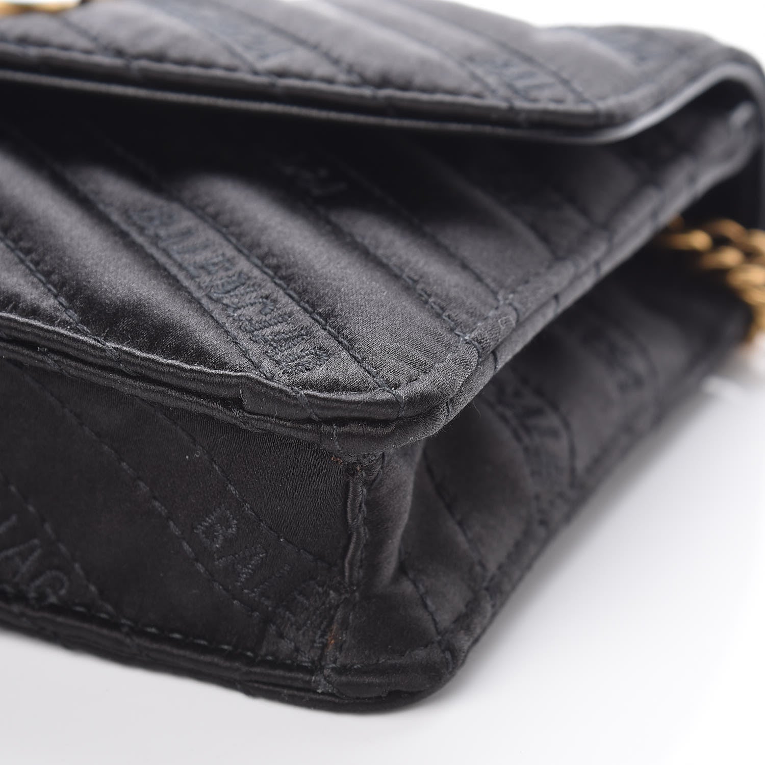 Balenciaga Satin Jacquard Logo Matelasse BB Wallet On Chain Black 8 of 8