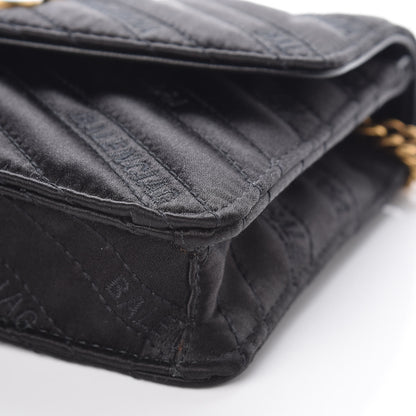 Balenciaga Satin Jacquard Logo Matelasse BB Wallet On Chain Black 8 of 8