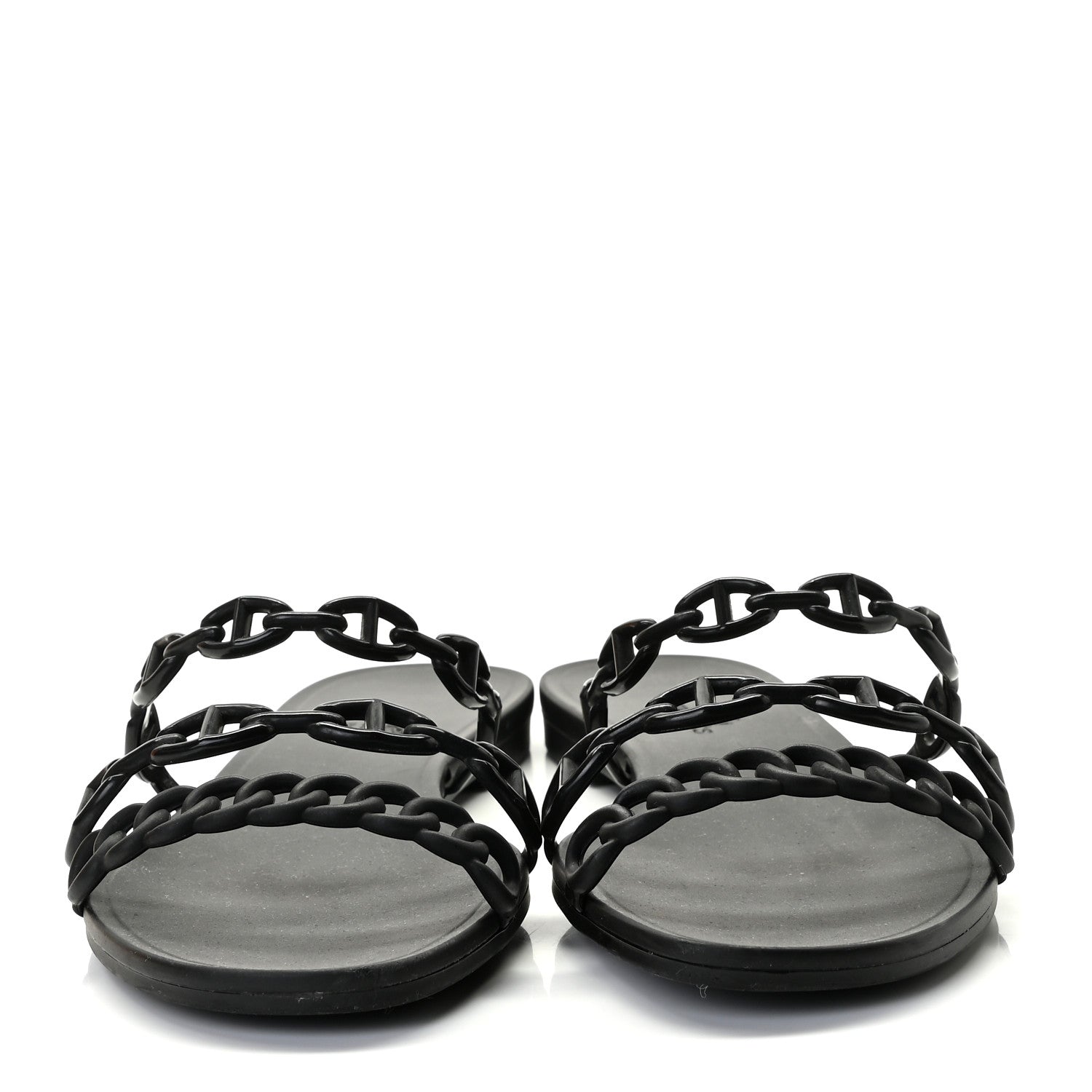 Hermes Rubber Chaine d'Ancre Rivage Sandals 39 Black 2 of 9
