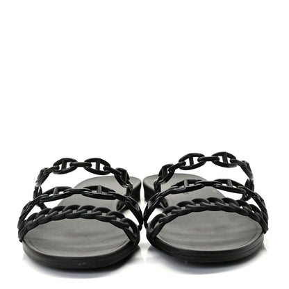 Hermes Rubber Chaine d'Ancre Rivage Sandals 39 Black 2 of 9