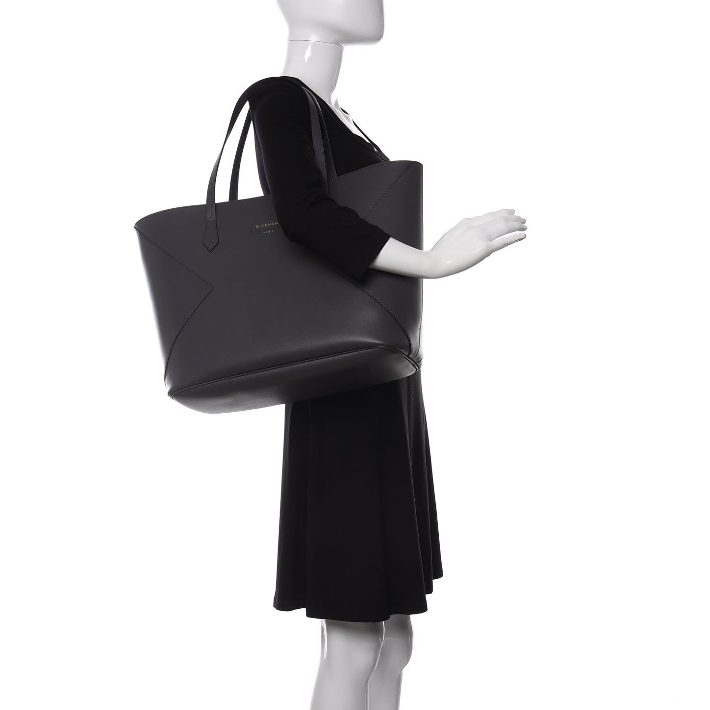 Smooth Calfskin Wing Shopper Tote Grey White